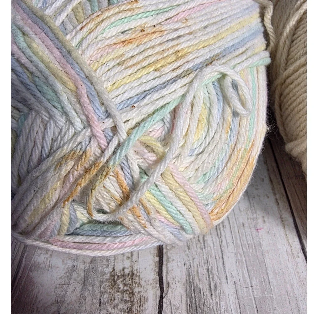 Red Heart Super Saver Yarn 4 Skeins Royal Blue Mirage Jumbo Cream Pastel Multi